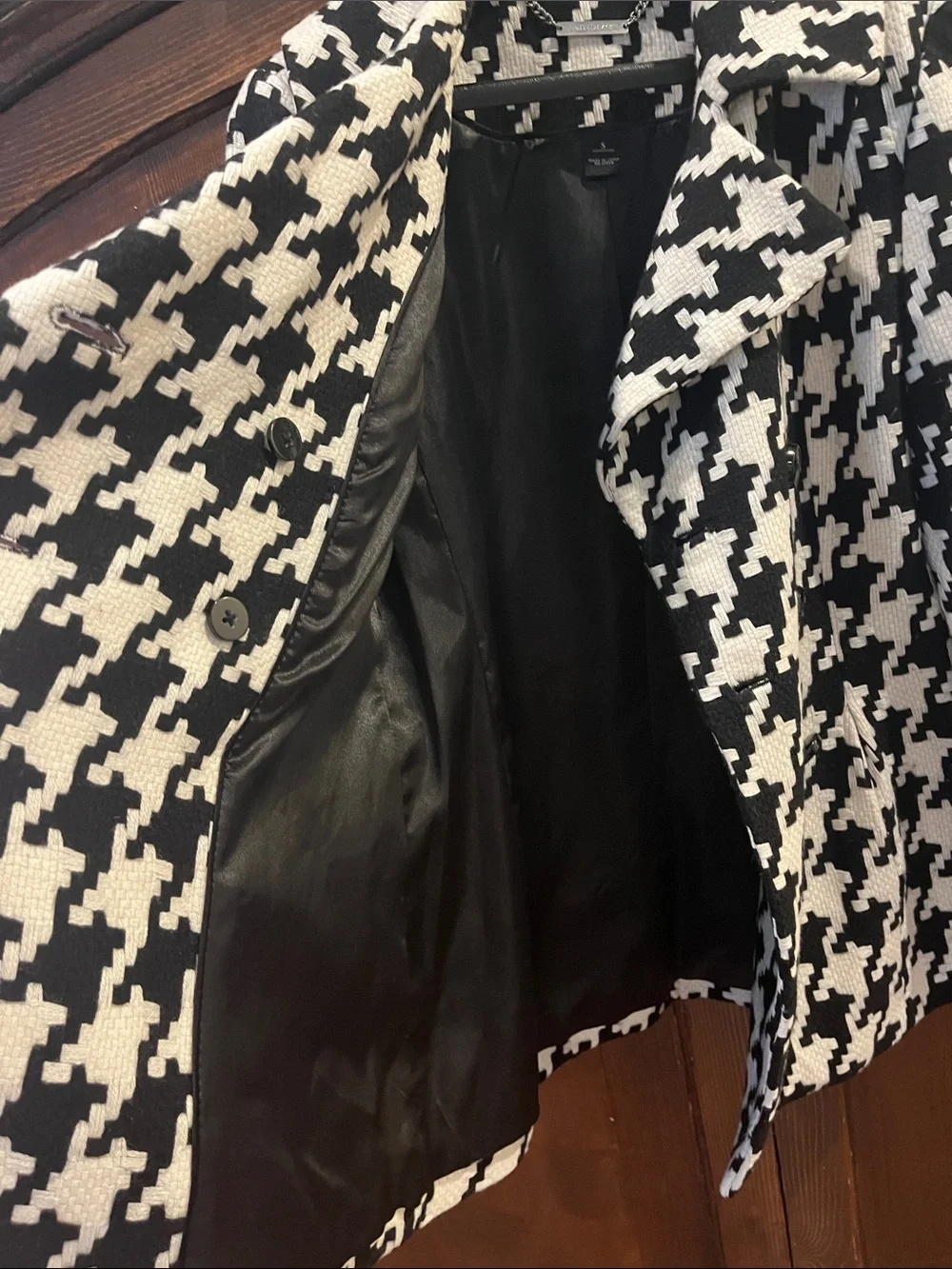 White House | Black Market Women’s Houndstooth Peacoat-sz S